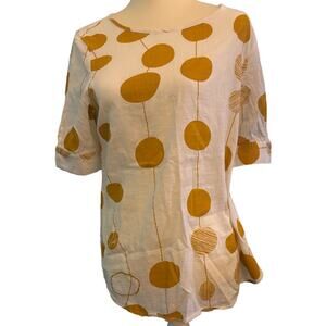 Emery Rose Mustard Polka Dot Cotton Blouse, Women's Size Small